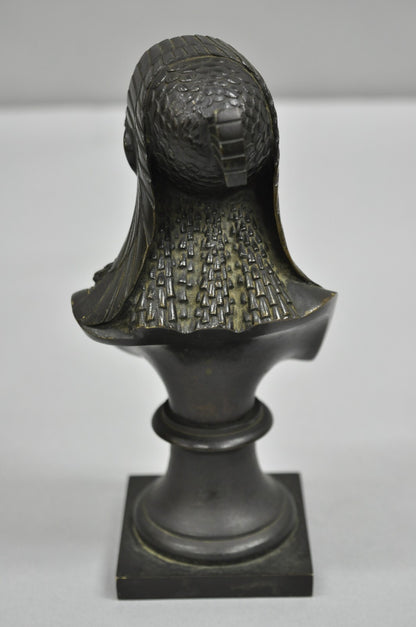 Antique Egyptian Revival Small 7" Bronze Grand Tour Bust of a Pharaoh