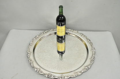 Vintage Victorian Silver Plated Grapevine Repousse 20" Round Serving Platter