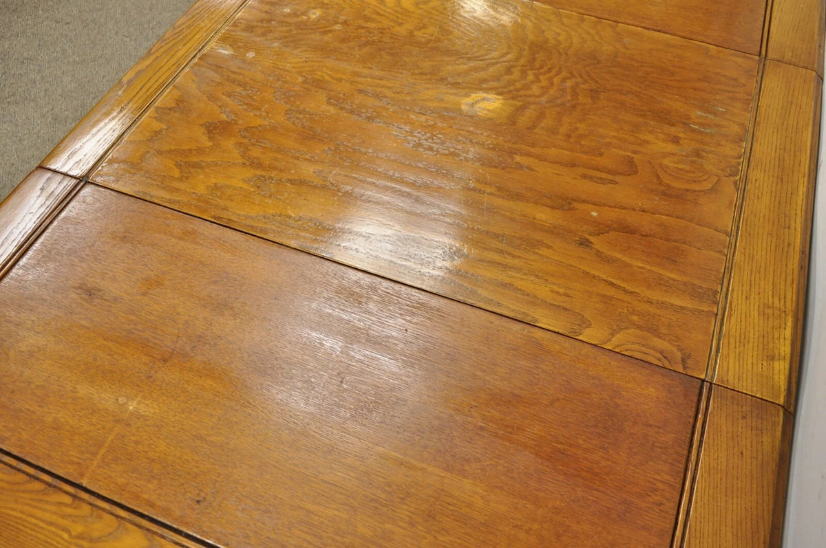 Vintage Mid Century Modern Klismos Saber Leg Oak Wood Drop Leaf Dining Table