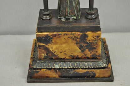 Vintage Maitland Smith Art Deco Art Nouveau Bronze Lady Figural Table Lamp