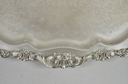 Antique Wallace Baroque Large 28" Silver Plated Serving Bar Tray w/ Handles