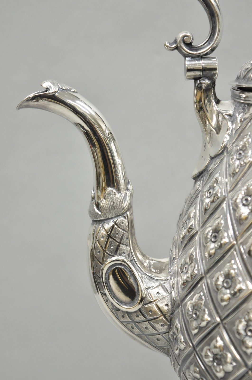 Hawksworth Eyre & Co Victorian Silver Plated "Pineapple" Figural Tipping Tea Pot