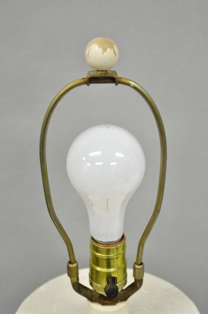 Vintage Postmodern Beach House Ceramic Plaster White Bulbous Table Lamps, a Pair