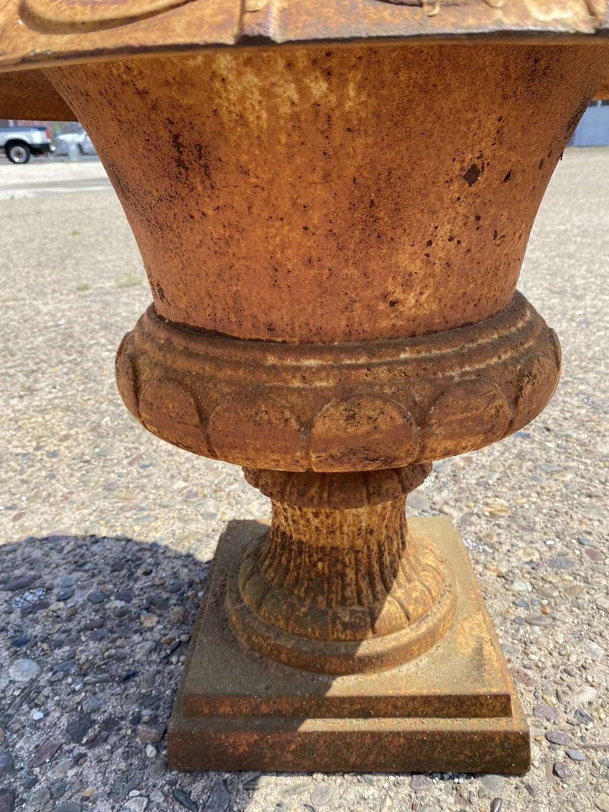 Vintage French Art Deco Cast Iron 20" Brown Campana Urn Outdoor Garden Planter