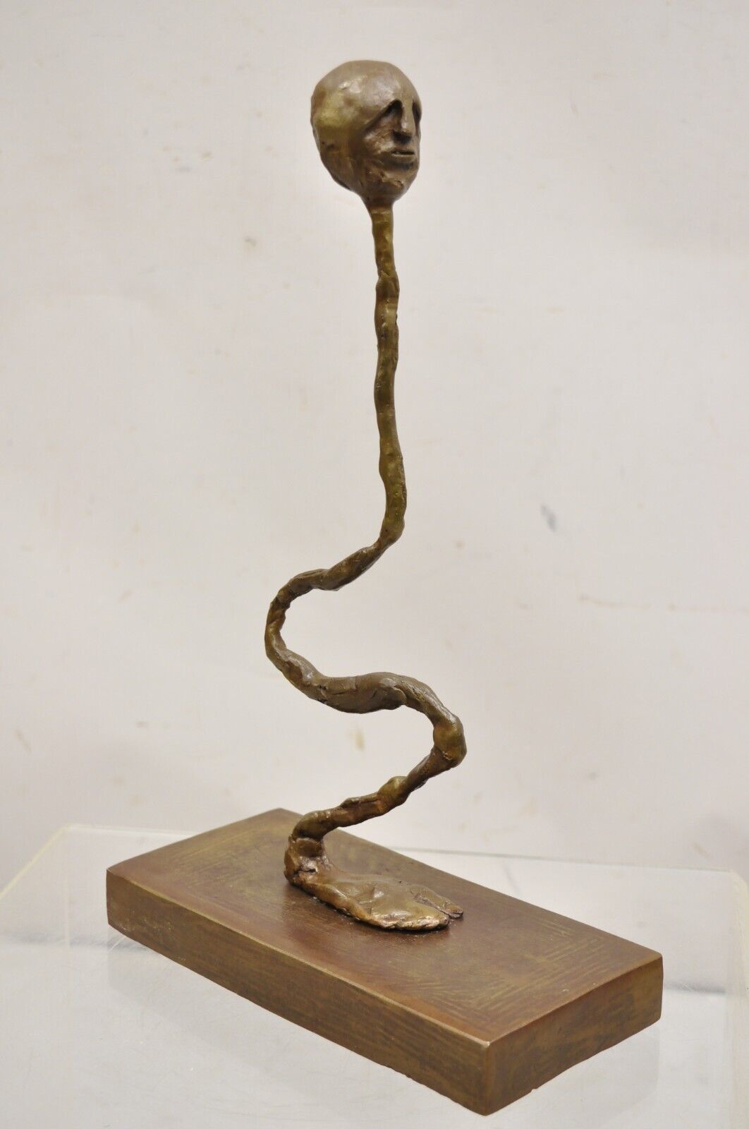 Sheryl C. Benjamin Brutalist Modern Abstract Bronze Serpentine Figure Sculpture