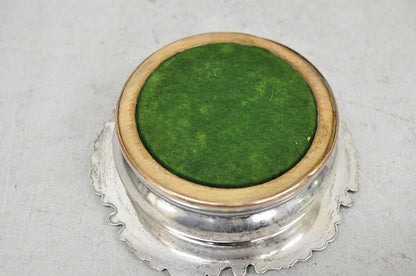 Antique English Victorian Silver Plated Floral Mahogany Bar Wine Bottle Coaster