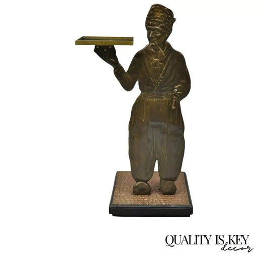 Vintage Copper Dutch Man Figure Entry Hall Key Change Trinket Dish Stand Holder