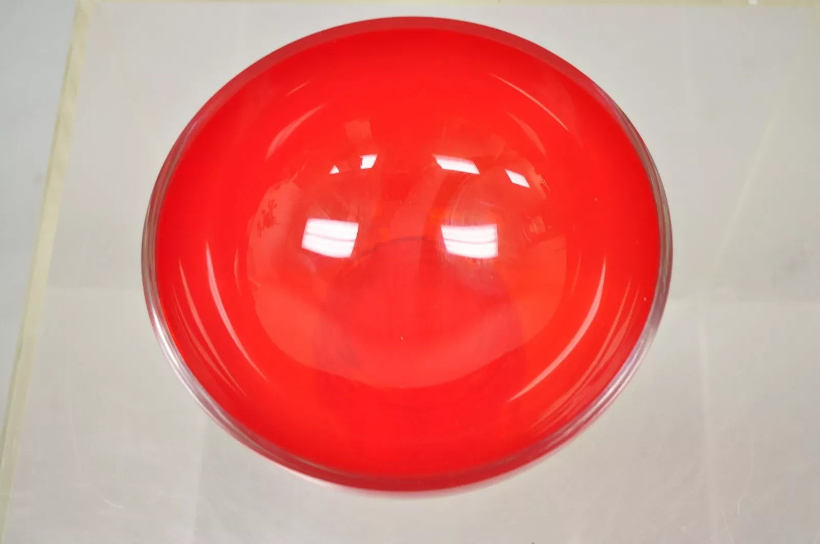 Vintage Marquis Waterford Red 8" Tango Footed Mid Century Modern Glass Bowl
