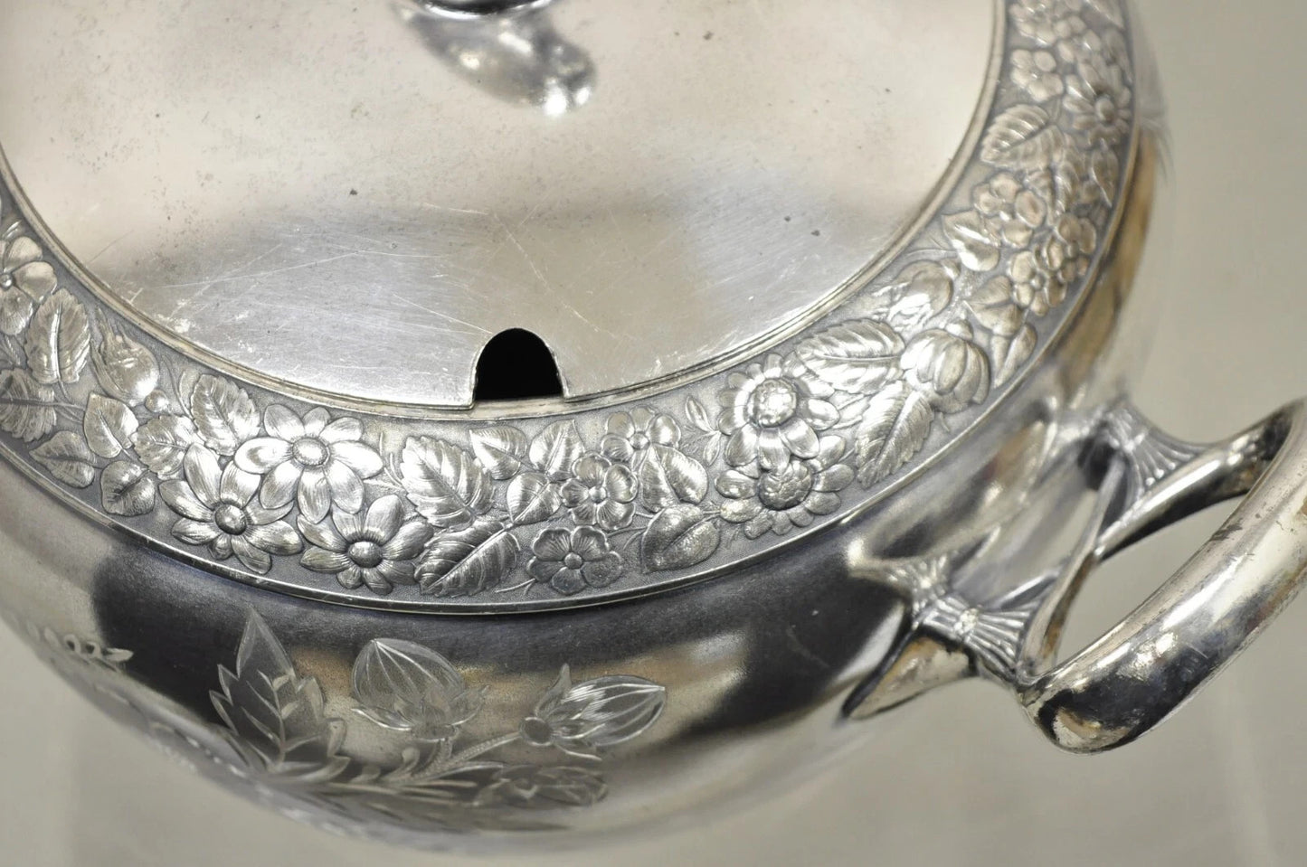 Antique Art Nouveau Silver Plated Lidded Soup Tureen Engraved "Louise"