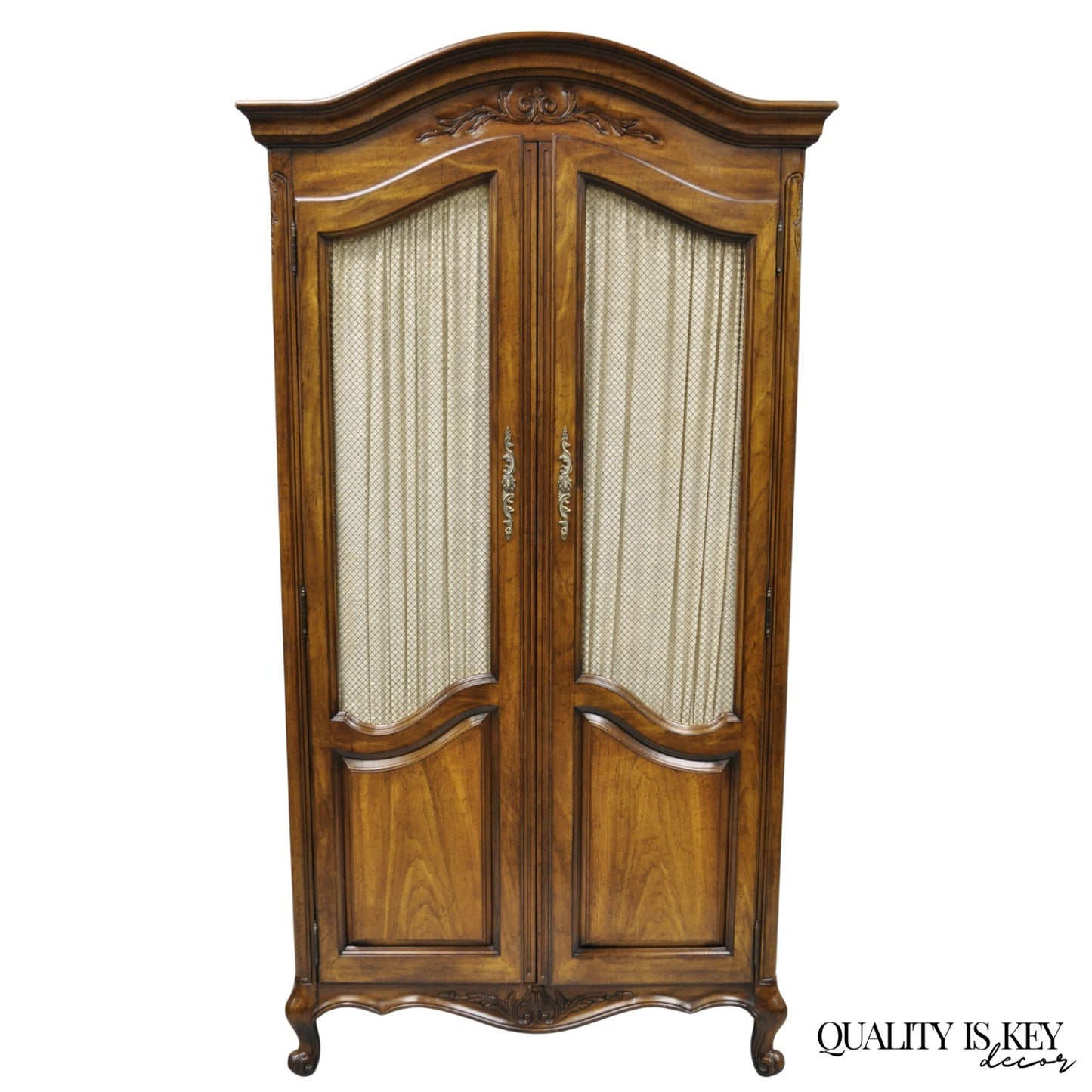 Vintage French Country Style Tall Walnut Armoire Dresser Wardrobe by White Furn.