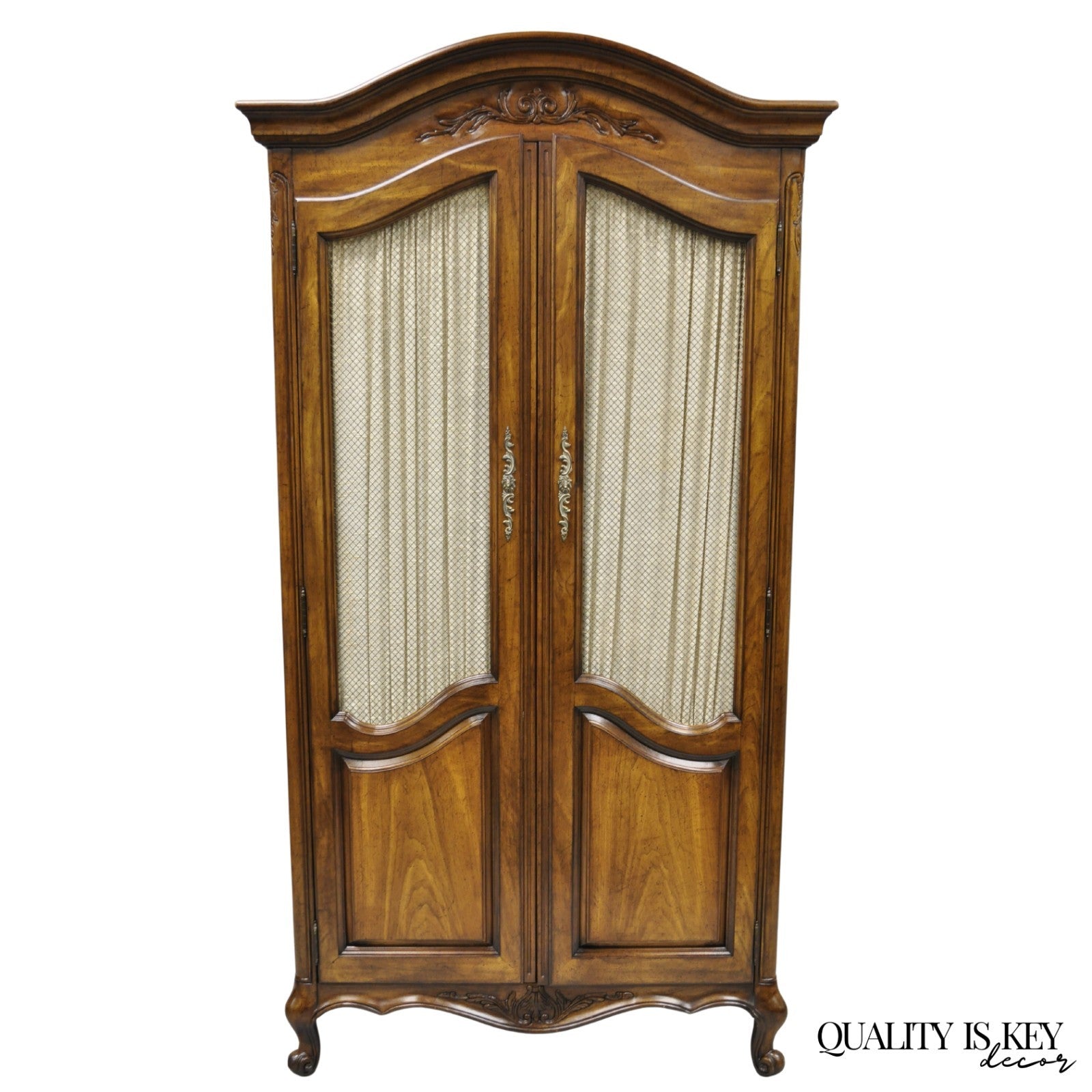 Vintage French Country Style Tall Walnut Armoire Dresser Wardrobe by White Furn.