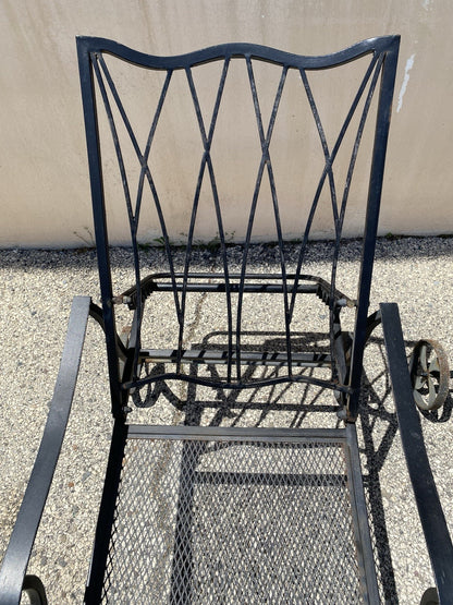 Woodard Style Wrought Iron Lattice Garden Patio Chaise Lounge Chair - a Pair