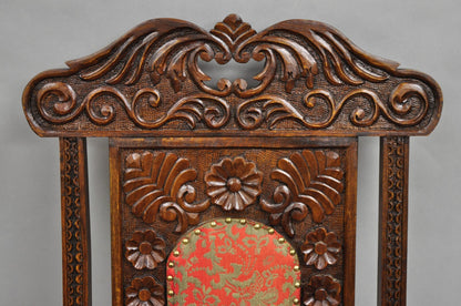 Vintage Anglo Indian Renaissance Style Carved Wood Rocker Rocking Chair