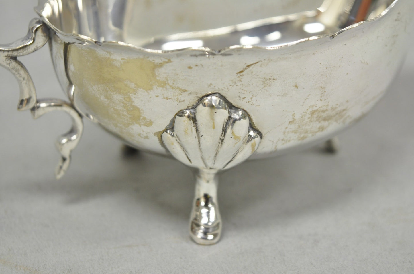 Vintage Victorian Style Silver Plated Footed Gravy Sauce Boat With Handle