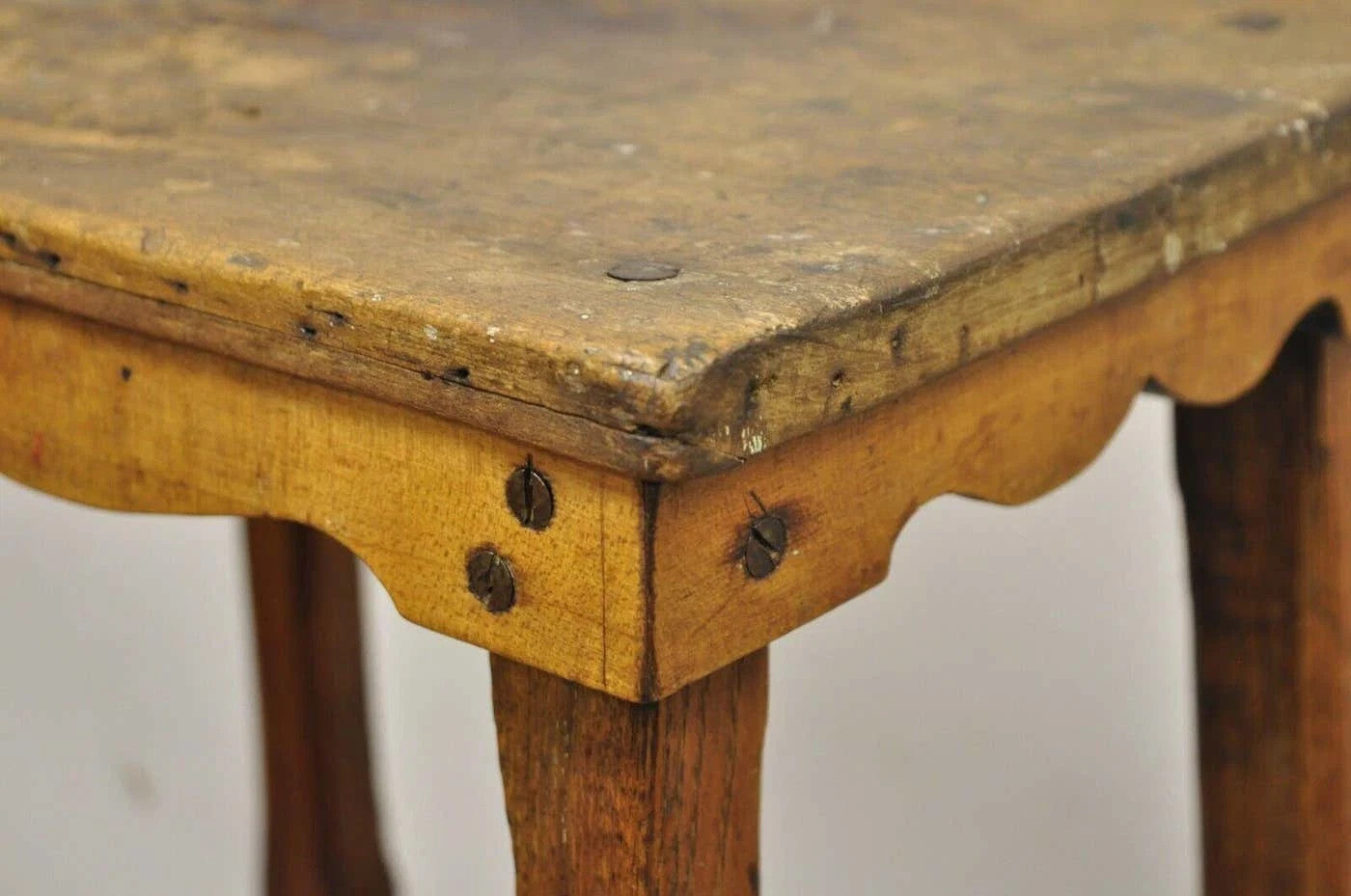 Antique French Provincial Country Oak Wood Folding Library Step Ladder