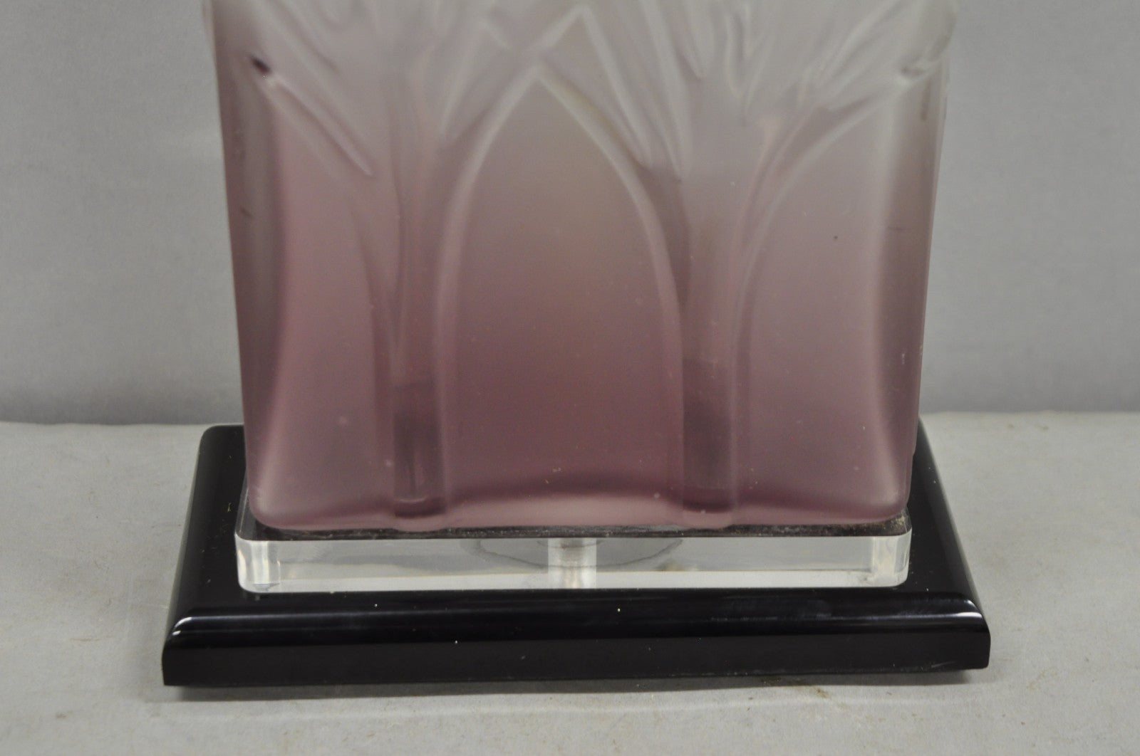Mid Century Modern Acrylic Lucite Purple "Tree of Life" Small Cube Table Lamp