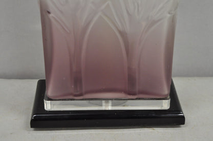 Mid Century Modern Acrylic Lucite Purple "Tree of Life" Small Cube Table Lamp
