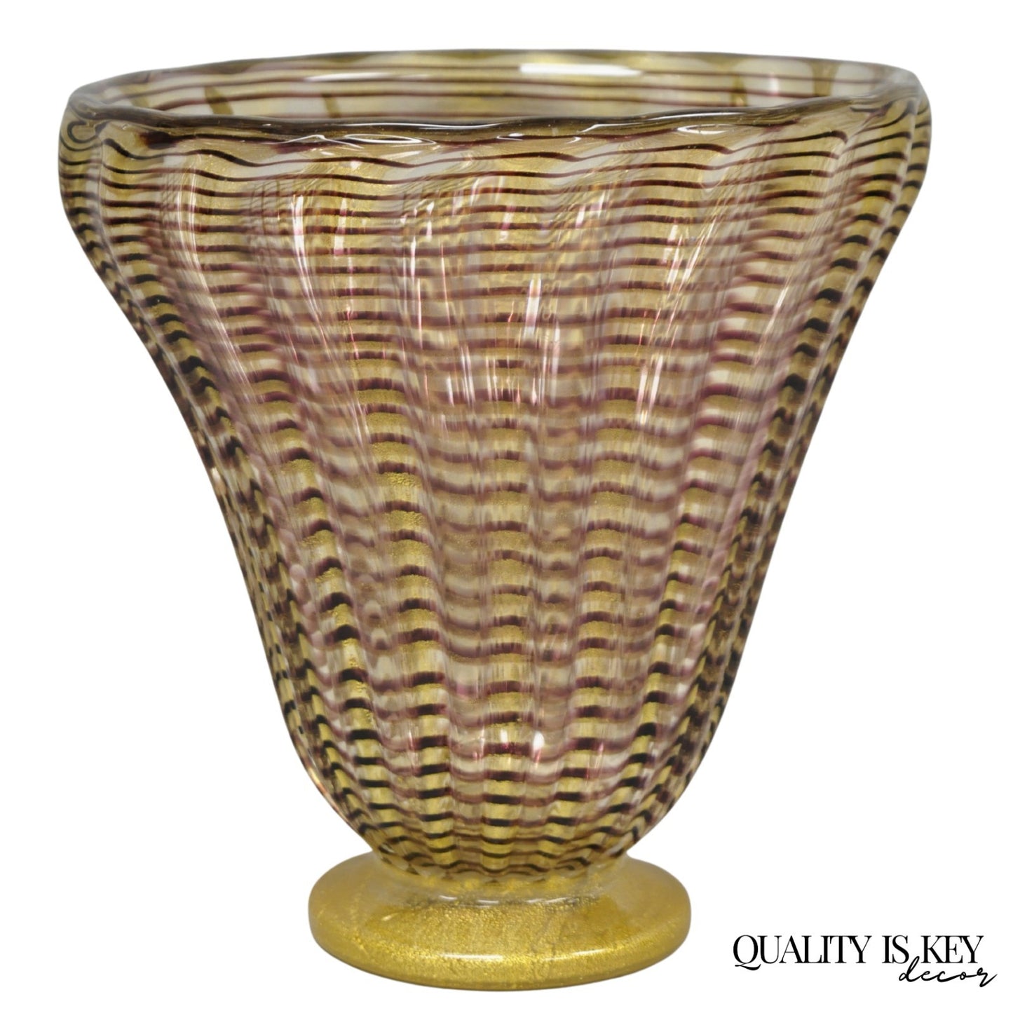 Ercole Barovier Zebrato Murano Art Glass Vase Zebrati for Ferro Toso Barovier