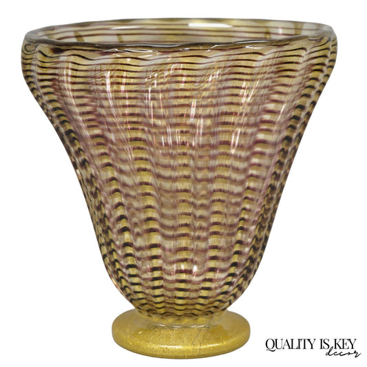 Ercole Barovier Zebrato Murano Art Glass Vase Zebrati for Ferro Toso Barovier
