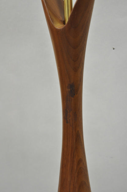 Vintage Mid Century Modern Sculptural Walnut Wood Danish Modernist Table Lamp
