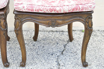 Vintage French Provincial Louis XV Walnut Cane Dining Side Chairs - Set of 6