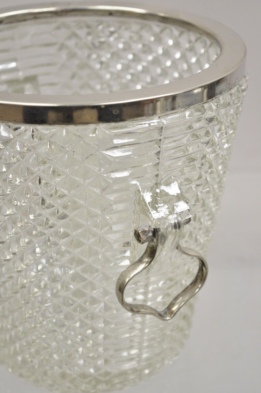 Vintage English Regency Crystal Glass Silver Plated Champagne Chiller Ice Bucket