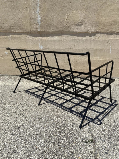 Vintage Mid Century Modern Black Wrought Iron Arthur Umanoff Style Sofa