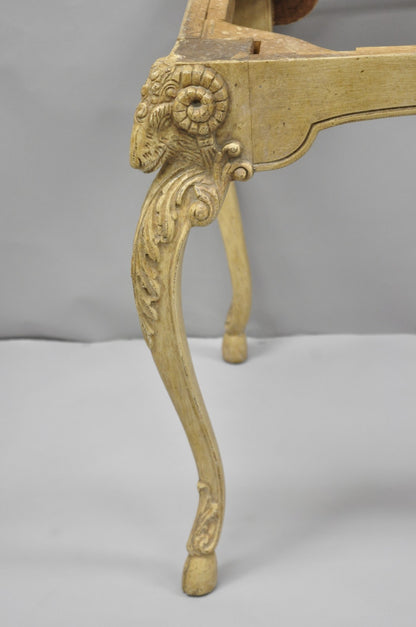 Vintage Italian Regency Rams Head Carved Hoof Foot Console Table Base