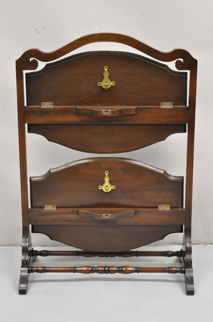 Vintage Regency Style Mahogany 2 Tier Folding Muffin Cake Stand Side Table
