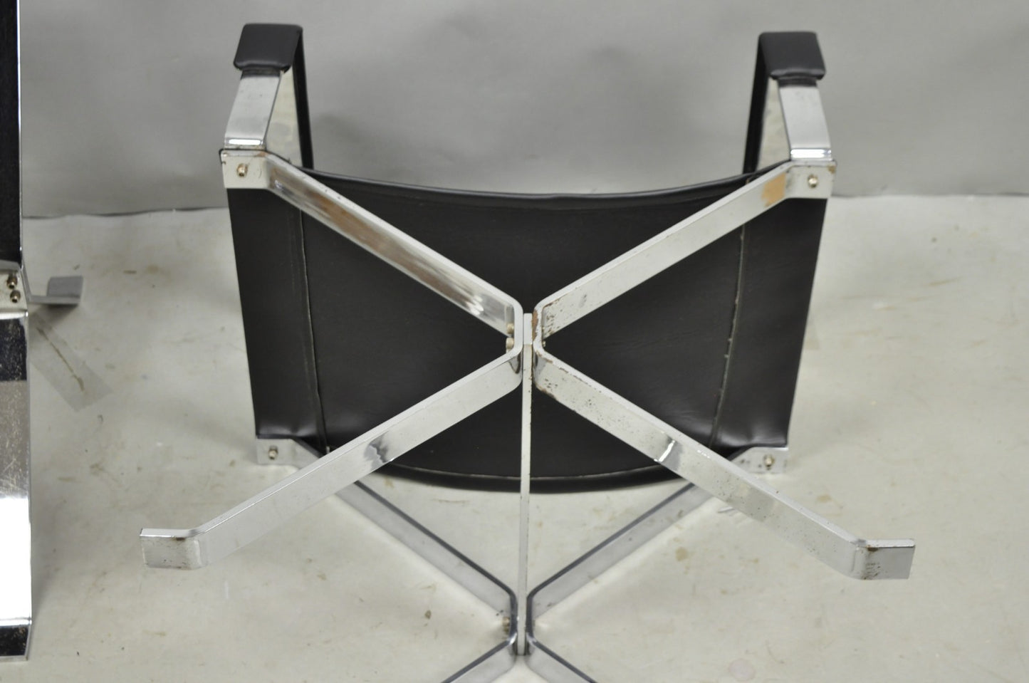 Vintage Alessandro Albrizzi Italy Mid Century Modern Chrome Director Chair Pair