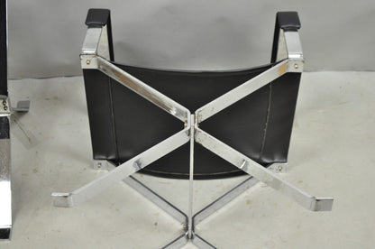 Vintage Alessandro Albrizzi Italy Mid Century Modern Chrome Director Chair Pair