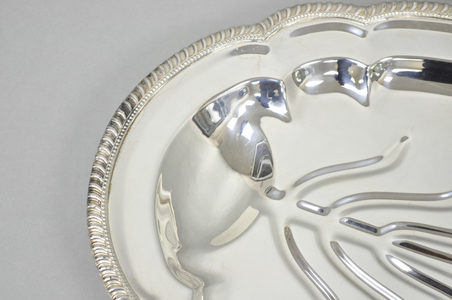 Vintage English Regency Silver Plated Meat Cutlery Serving Platter Tray by LB