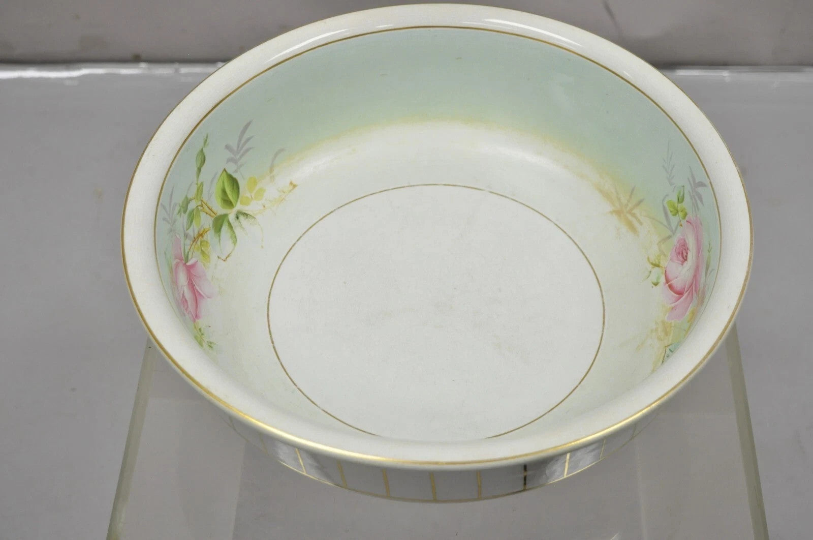 Antique Ironstone China Coxon & Co Green Porcelain Wash Bowl Basin & Pitcher