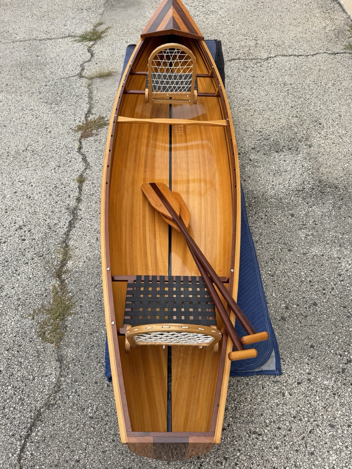 Cedar Strip Built 14' Square Stern Canoe & British Seagull 40 Outboard Motor