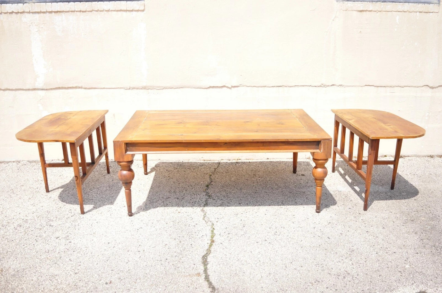 Antique French Country Farmhouse Extension Pine Wood Large Banquet Dining Table