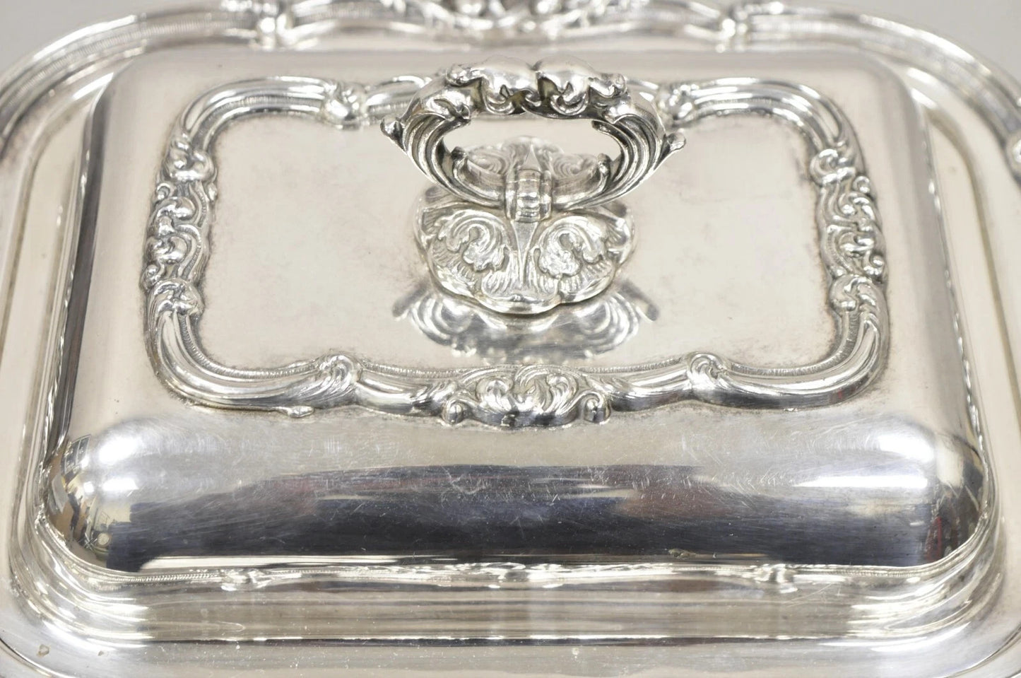 Vintage Gorham Black Starr Silver Plated Lidded Vegetable Serving Platter Dish