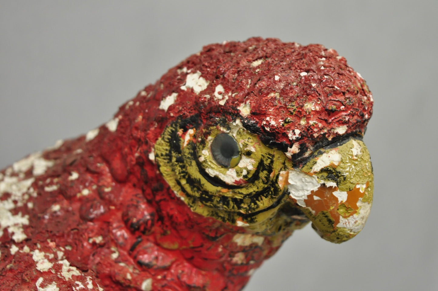 Vintage Hollywood Regency Cast Plaster Red Tropical Parrot Macaw 29" Statue