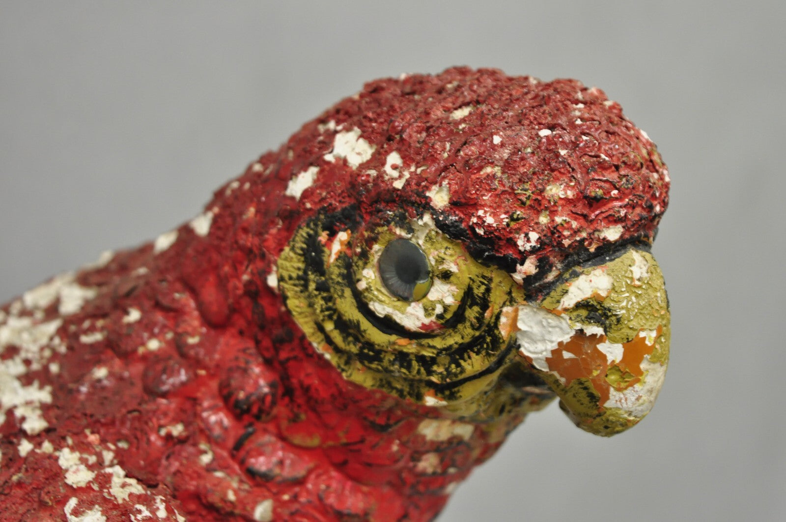 Vintage Hollywood Regency Cast Plaster Red Tropical Parrot Macaw 29" Statue