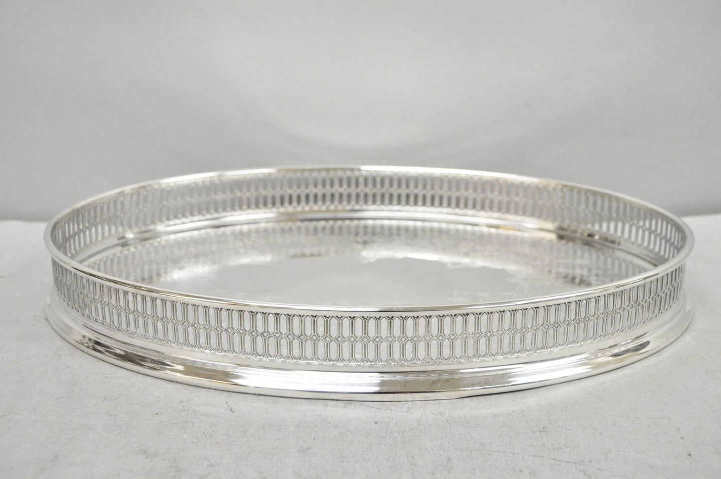 Vintage William Adams WA Italy Silver Plated Oval Raised Gallery Bar Tray