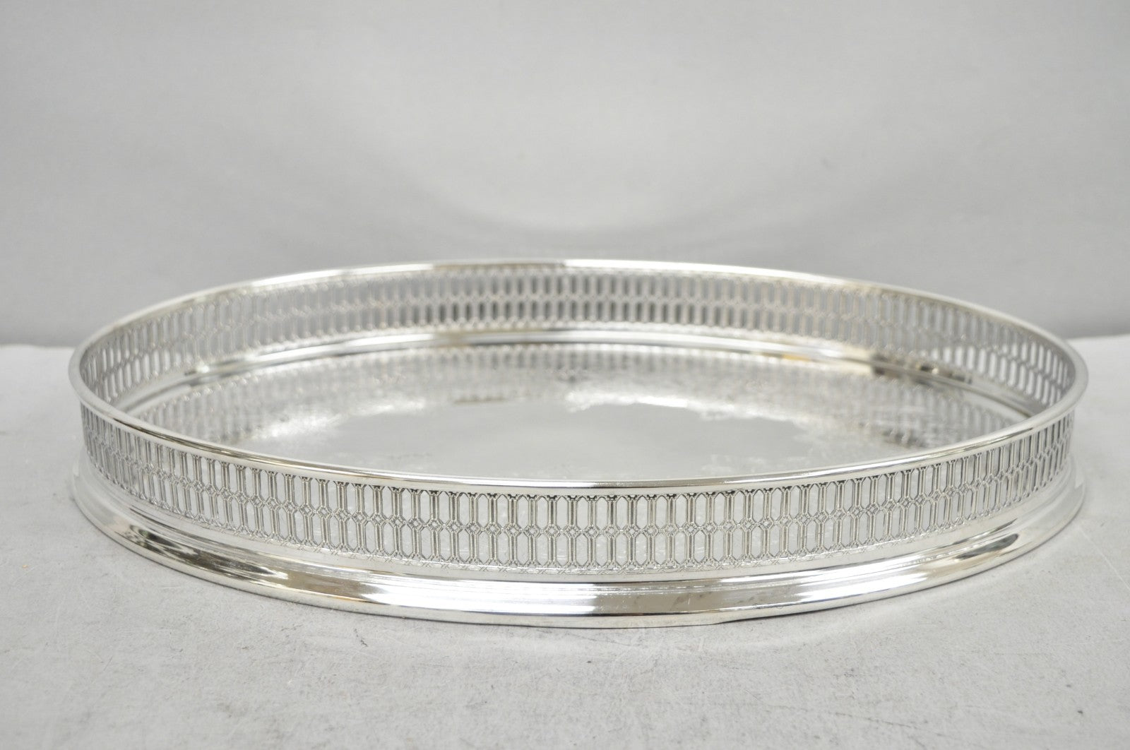 Vintage William Adams WA Italy Silver Plated Oval Raised Gallery Bar Tray