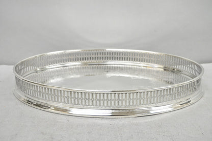 Vintage William Adams WA Italy Silver Plated Oval Raised Gallery Bar Tray