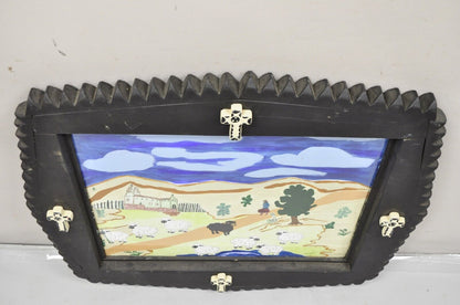 Bill & Geraldine Nelson “Old Southwest” Black Sheep Painting Carved Wood Frame