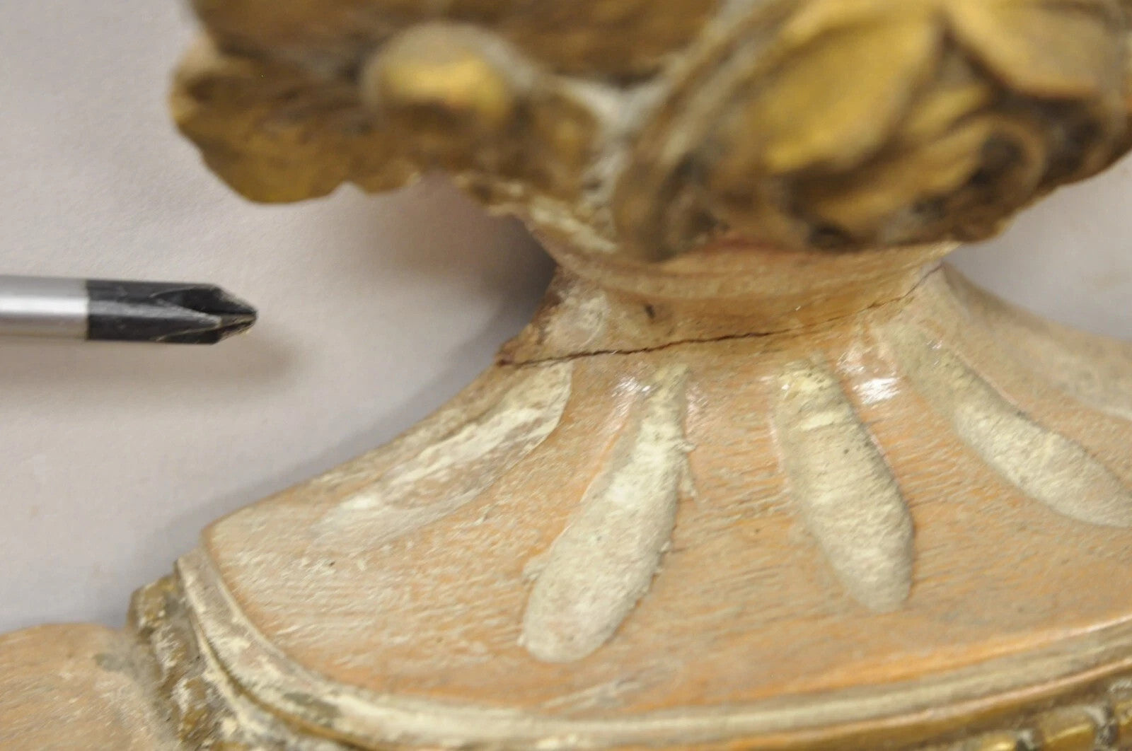 Vintage French Country Provincial Louis XV Style Carved Wood Urn Wall Mirror