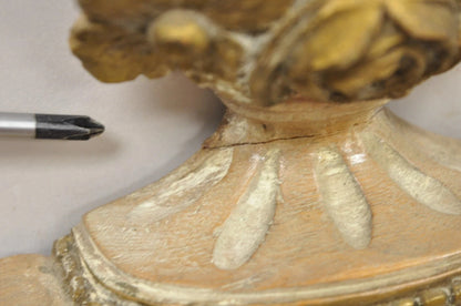 Vintage French Country Provincial Louis XV Style Carved Wood Urn Wall Mirror