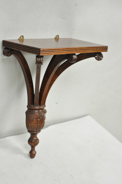 Regency Style Mahogany Plume Prince of Wales Carved Wall Mount Bracket Shelf