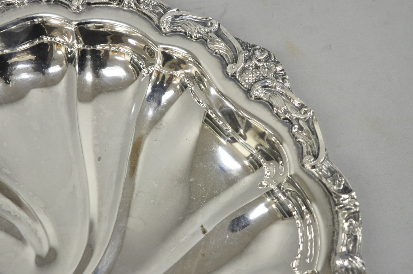 Vintage Victorian Silver Plated "Rose Basket" Round Shallow Serving Platter