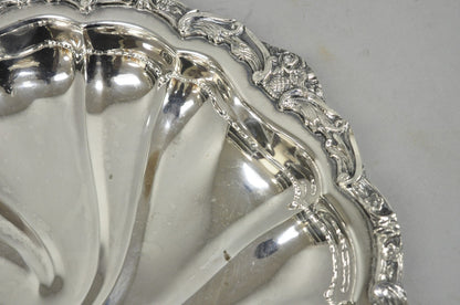 Vintage Victorian Silver Plated "Rose Basket" Round Shallow Serving Platter