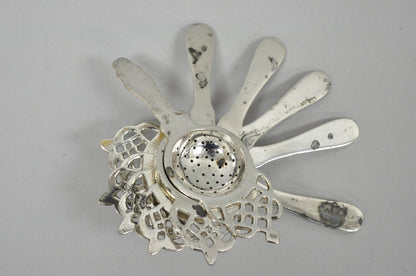 Antique D.W. Haber & Son NY Silver Plated Victorian Tea Strainer - Set of 6