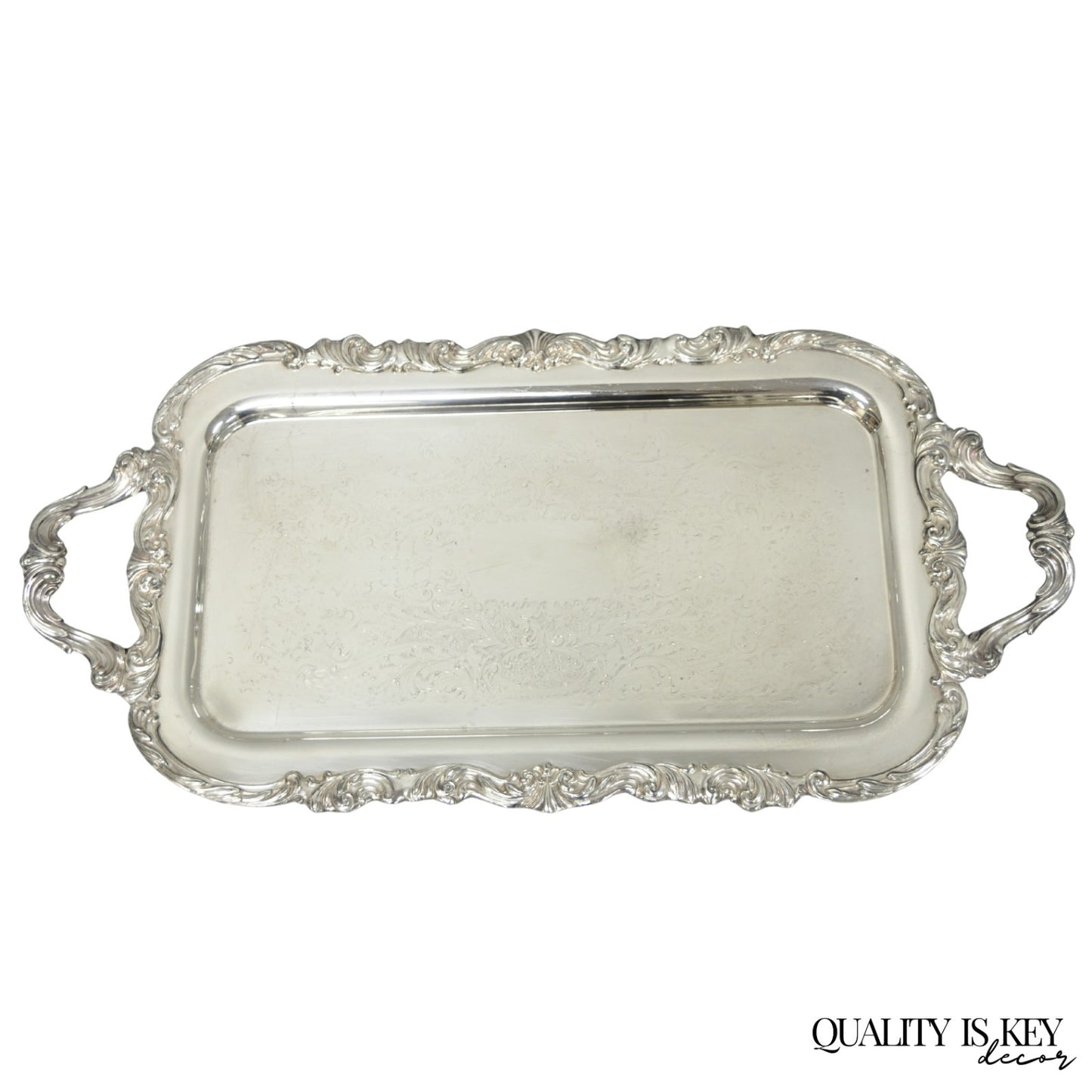 Vintage FB Rogers 1338 Victorian Silver Plated Narrow Serving Platter Bar Tray