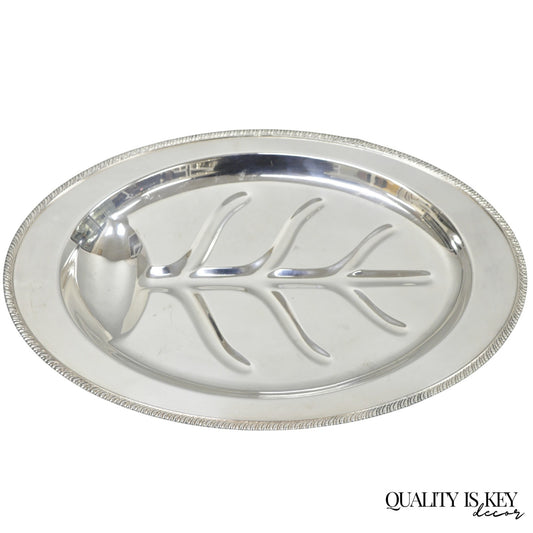 Vintage Oneida Silver Plated Regency Oval Meat Cutlery Serving Platter Tray
